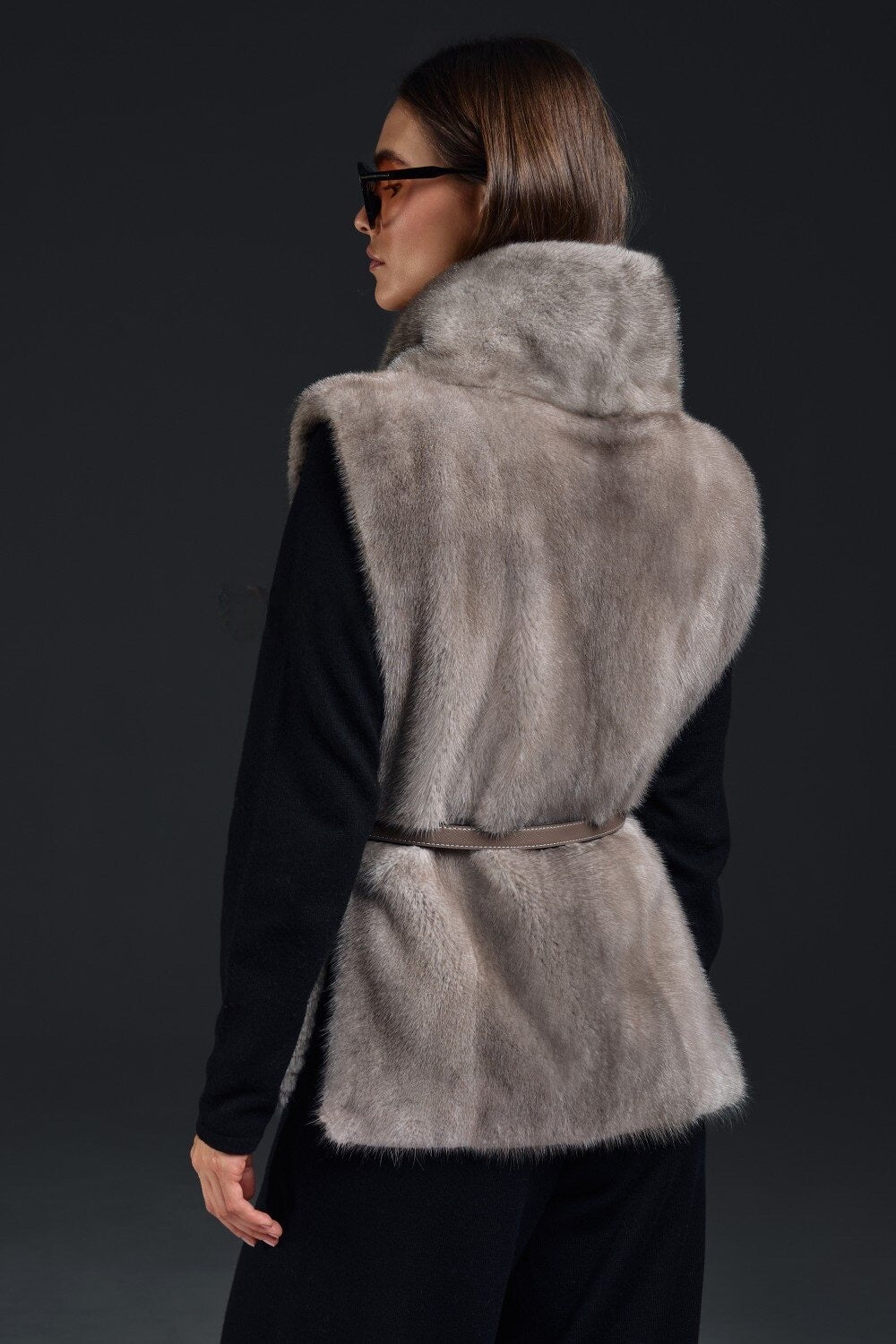 Charlotte Mink Vest Grey