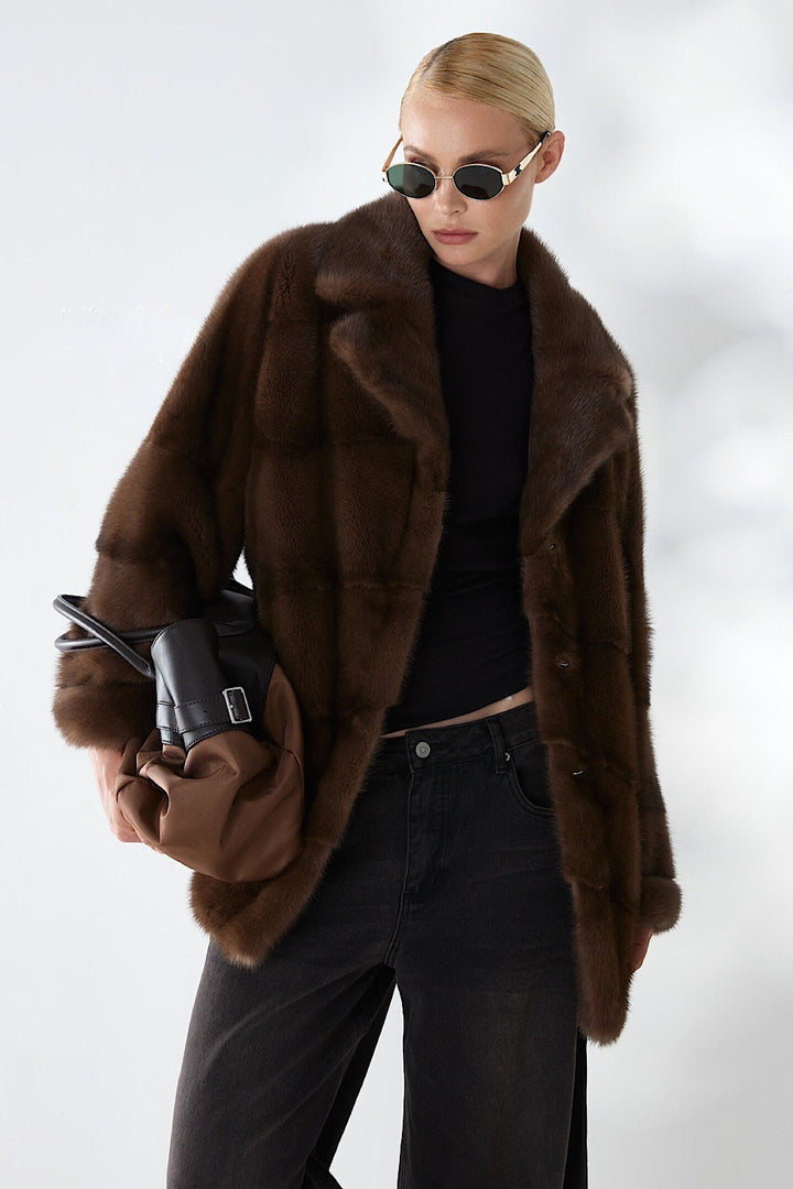Sade Mink Fur Coat Cacao