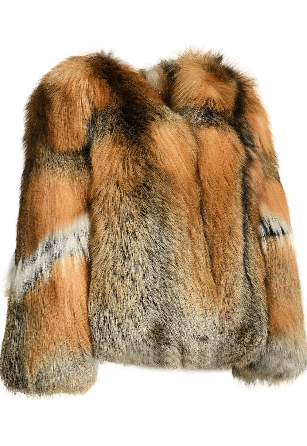 The plush red fox fur coat offers a bold pop of color while providing exceptional comfort and warmth for cold-weather fashion.