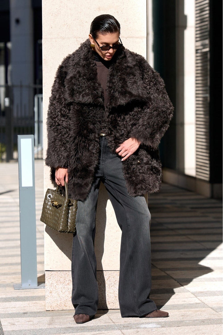 Cappotto Midi in Pelliccia di Agnello GABRIELLE