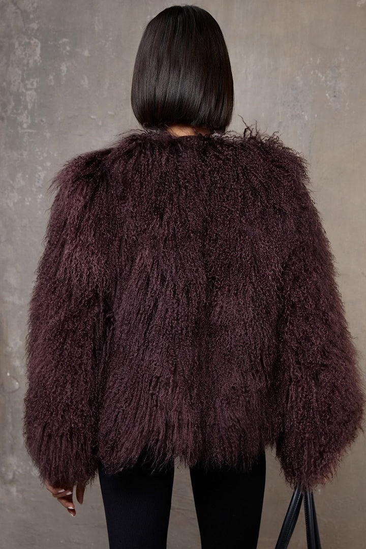 Cappotto Mongolo Rosso Marrone DINA