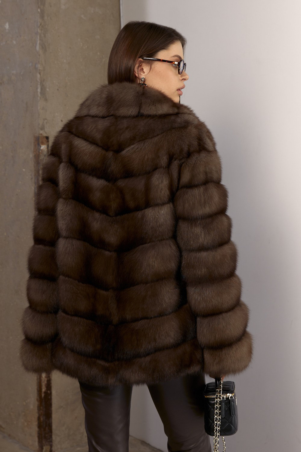 Short sable coat by MULVANNI — classic, warm, and refined. Showcasing elegant design and luxurious warmth.