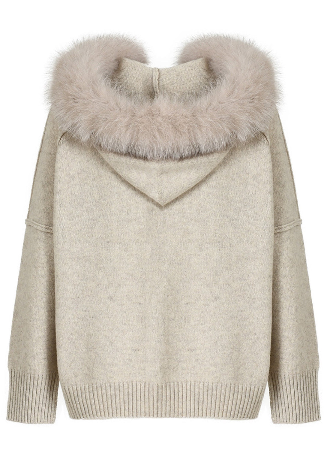 Cashmere Tracksuit with fox fur super soft cashmere hoodie for women with detachable fur trim. 