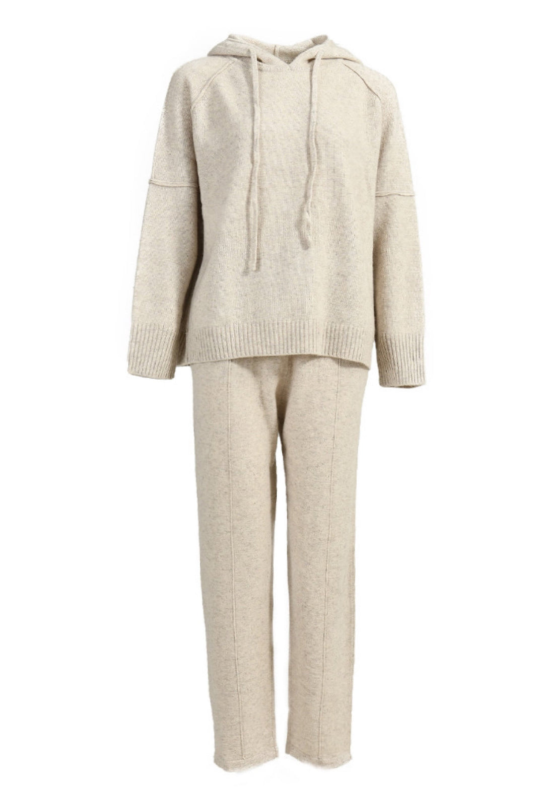 A luxurious cashmere tracksuit set, combining supreme softness and warmth with a relaxed, chic fit perfect for cooler days.