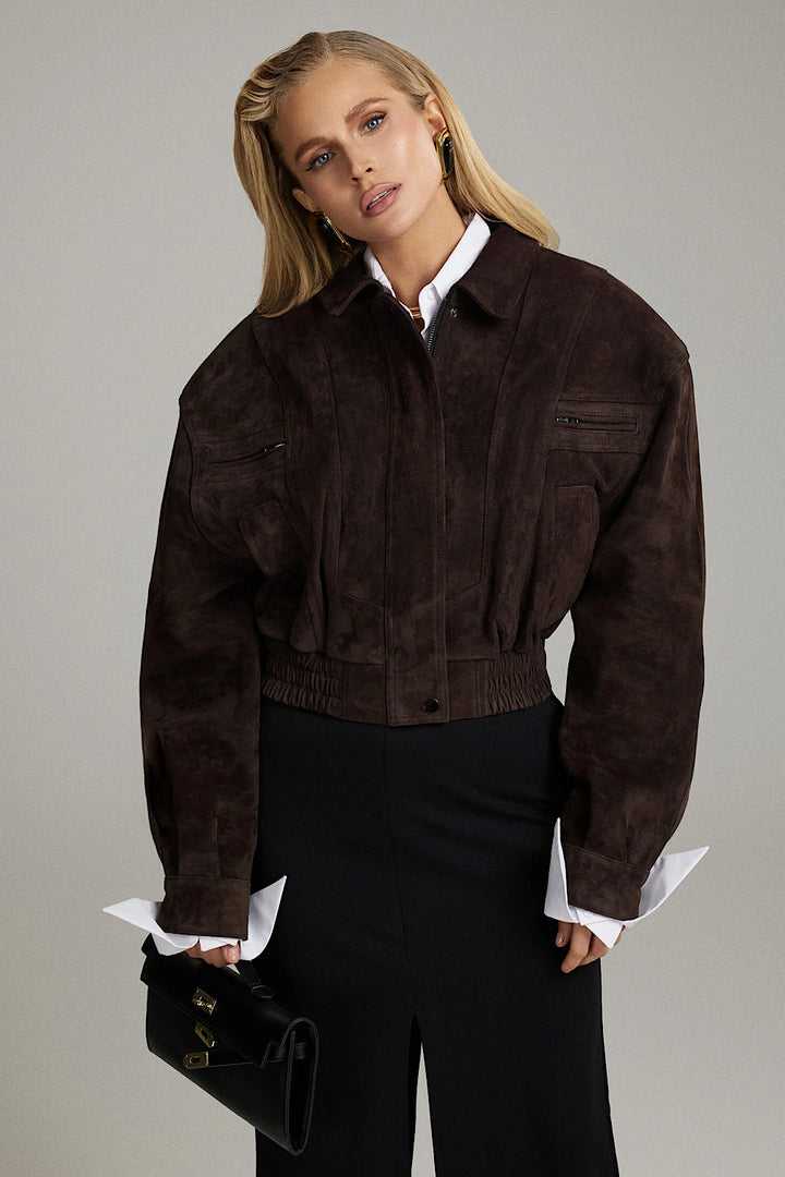 Sereline Suede Jacket Chocolate