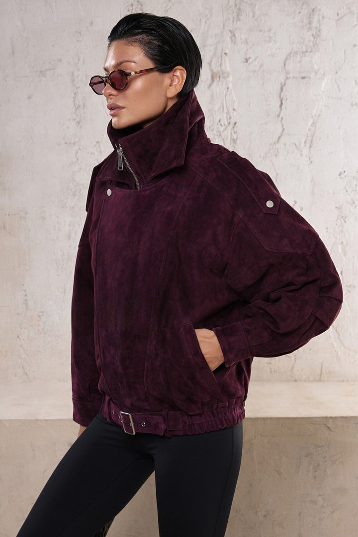 Giacca in camoscio Valentina bordeaux