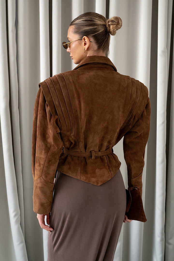 LIVIA Suede Jacket Saddle