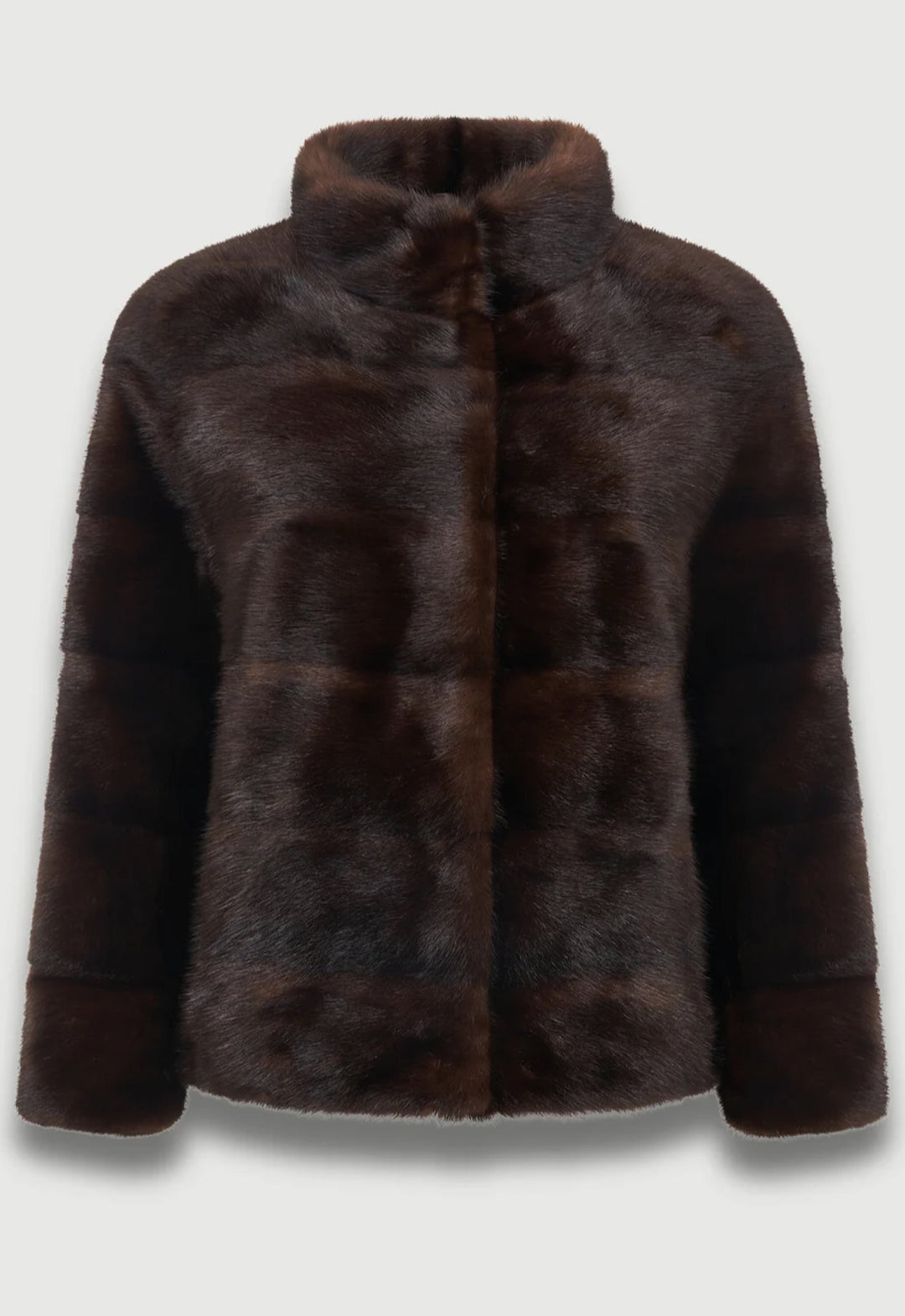 Shor genuine dark brown mink fur coat for woman, featuring a classy and chic design for winter outings. 
