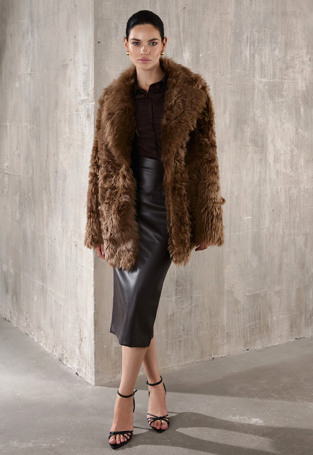 ADRIE Shearling Coat CHESNUT