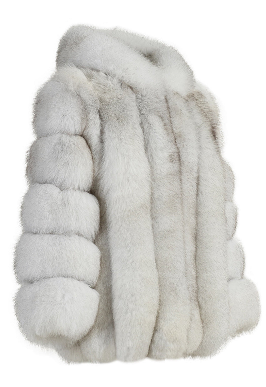 A warm and stylish fox fur coat with large hood. 