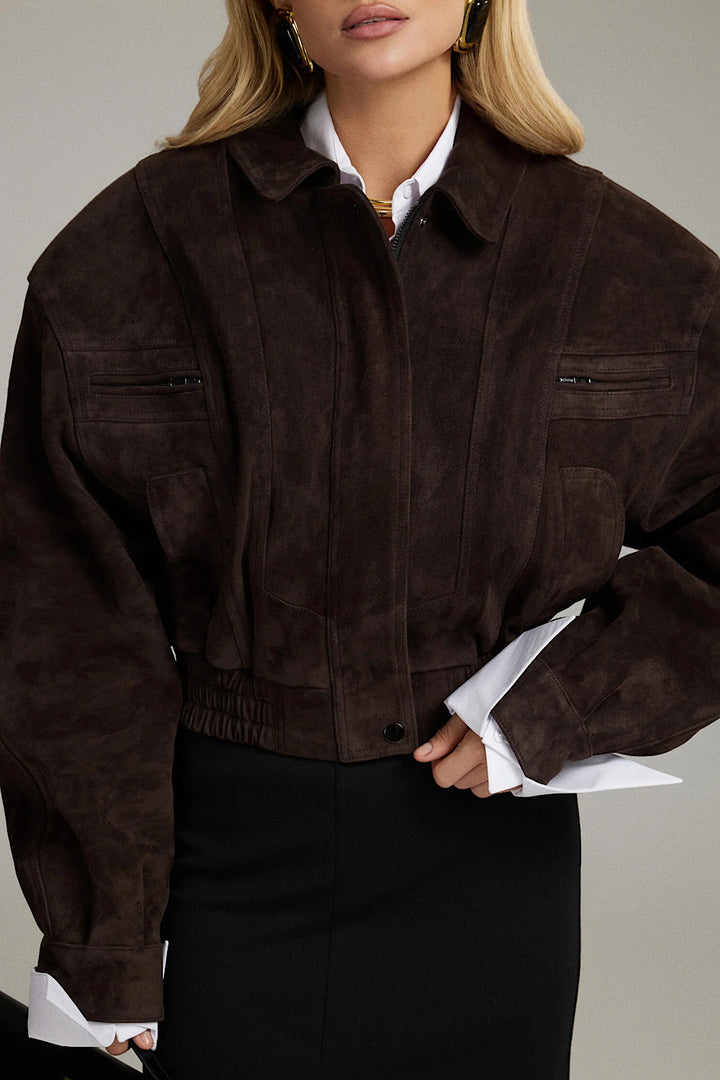 Sereline Suede Jacket Chocolate