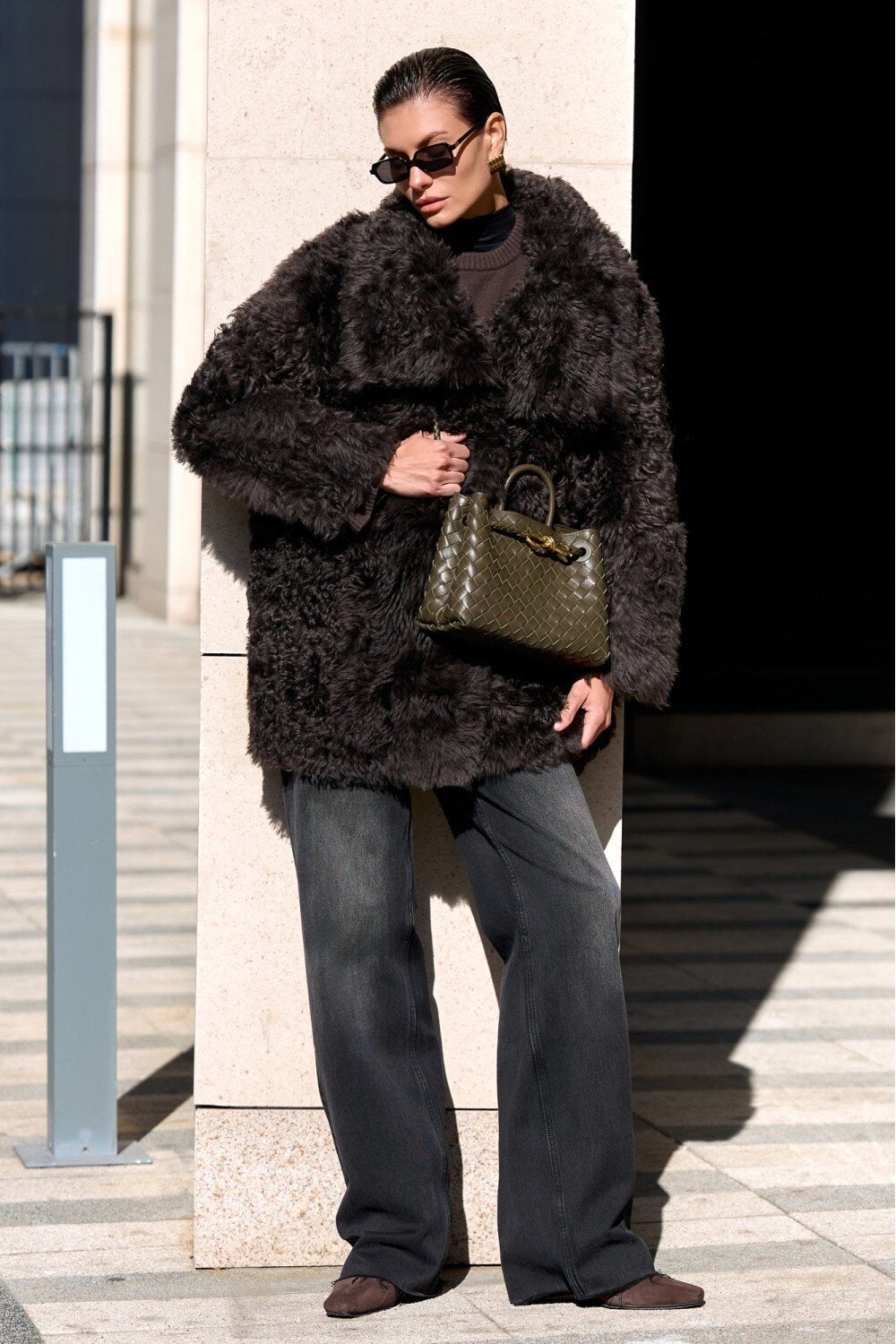 Cappotto Midi in Pelliccia di Agnello GABRIELLE