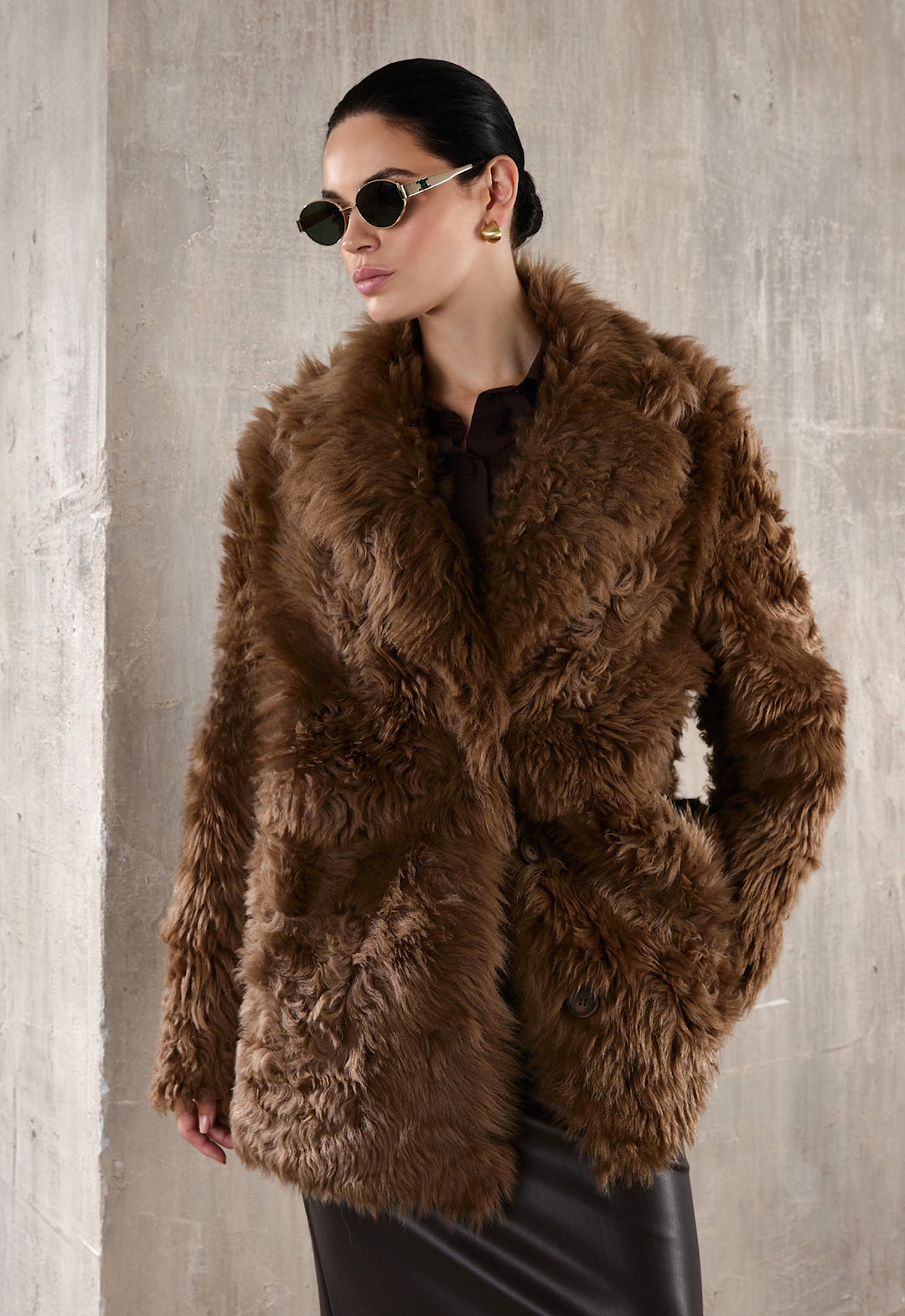 ADRIE Shearling Coat CHESNUT