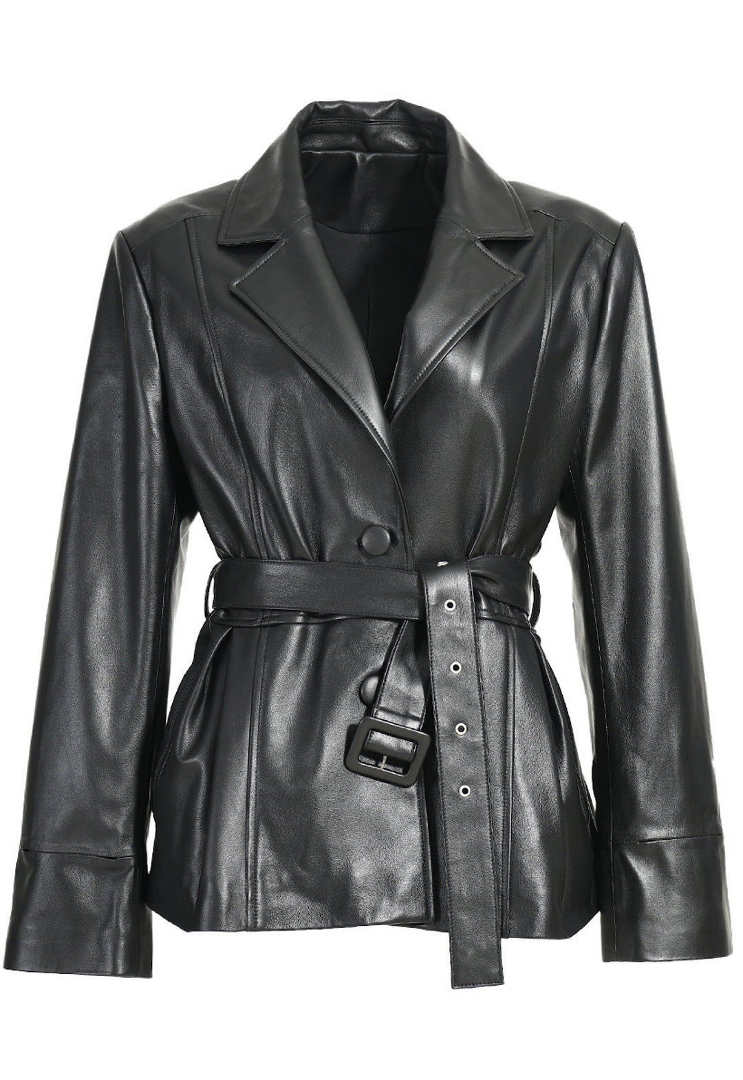 Black lambskin leather jacket for woman. 