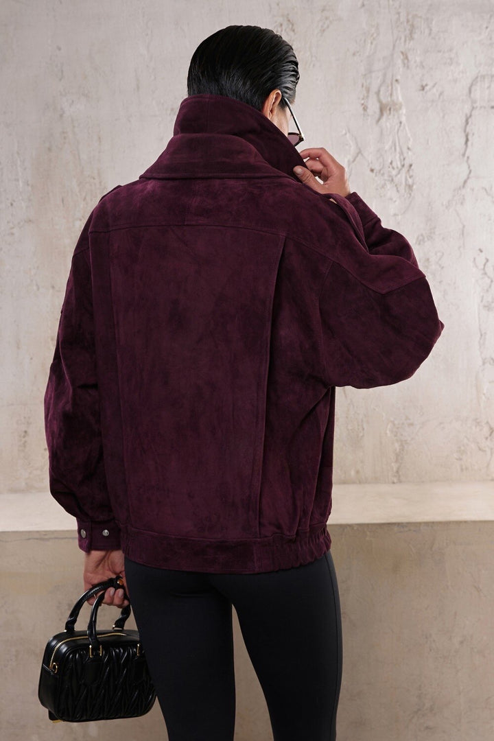 Giacca in camoscio Valentina bordeaux