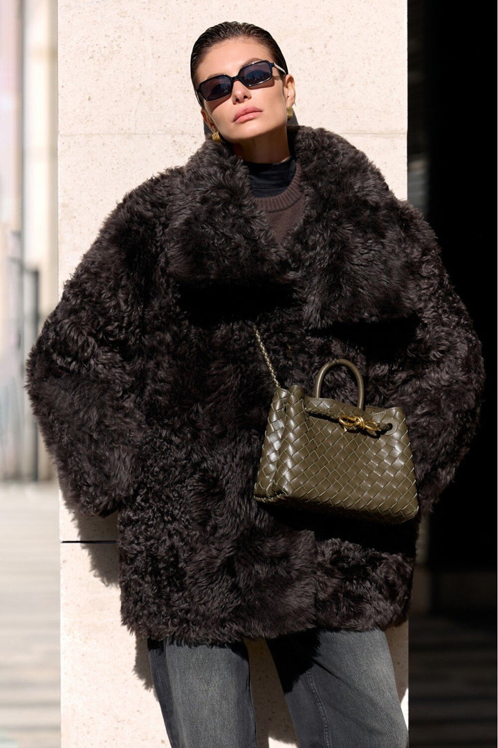 Cappotto Midi in Pelliccia di Agnello GABRIELLE