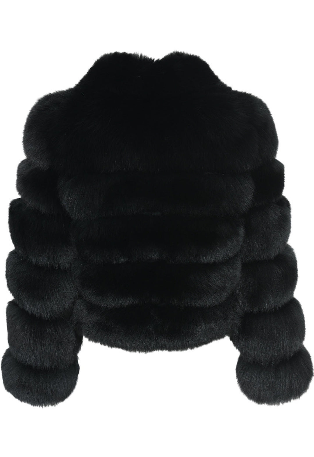 Elegant Italian-designed black fur coat for women, made from superior Saga Furs, offering unmatched quality and refined style.