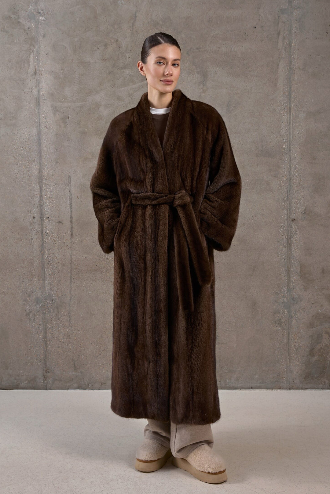 Juliet Cappotto in visone marrone scuro