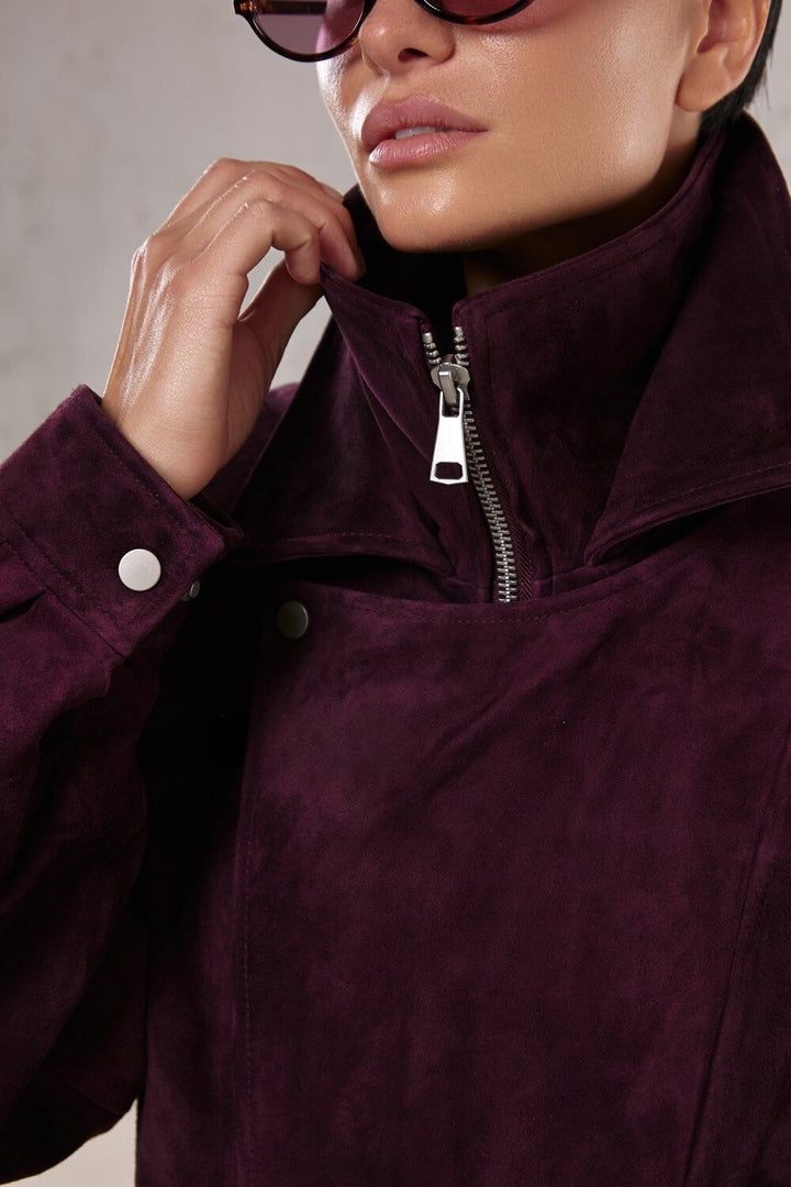 Giacca in camoscio Valentina bordeaux