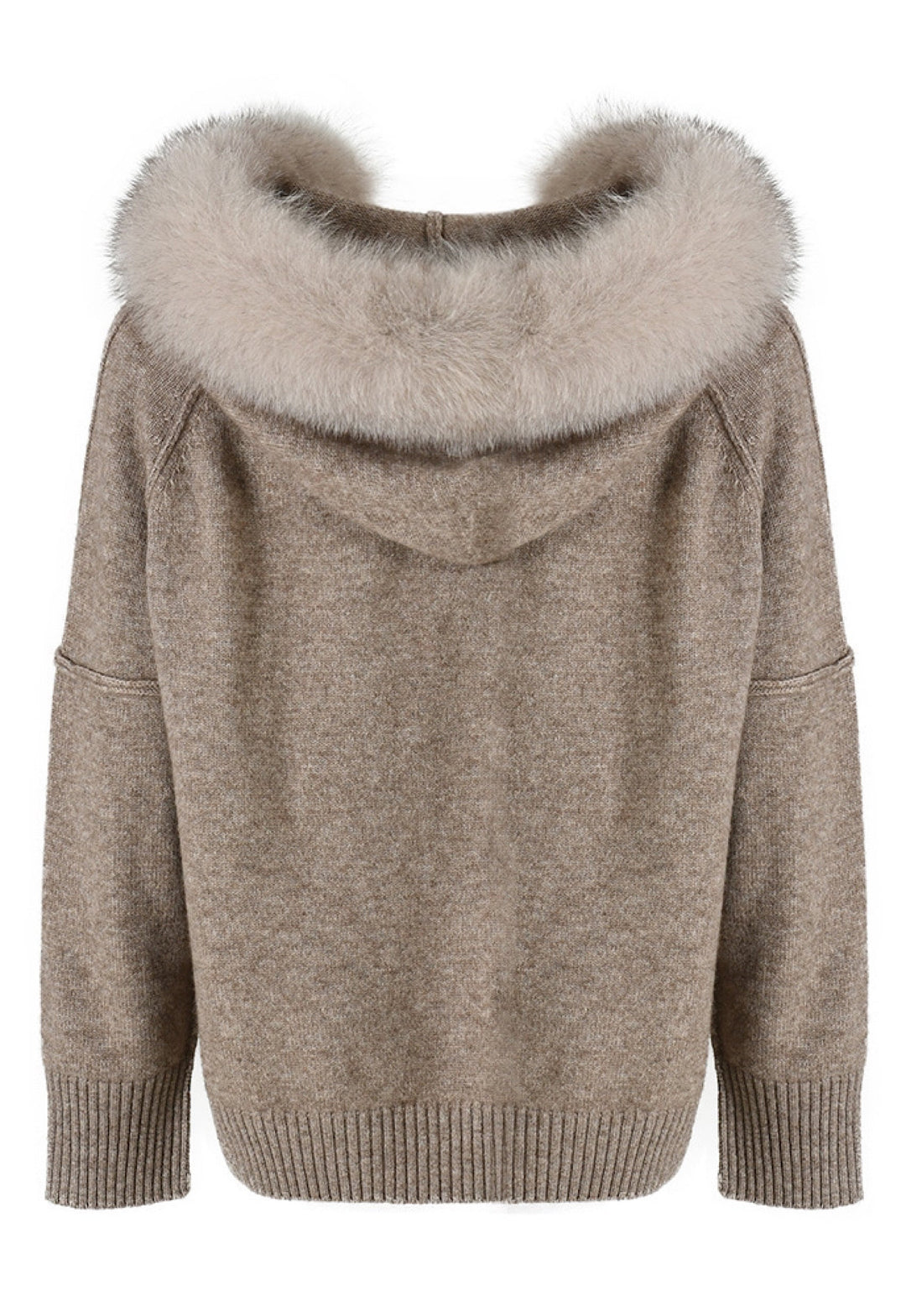 Cashmere Tracksuit with fox fur super soft cashmere hoodie for women with detachable fur trim.