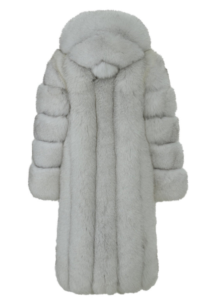 Chic Fox Fur Coat with a timeless, long design crafted from plush natural fox fur.