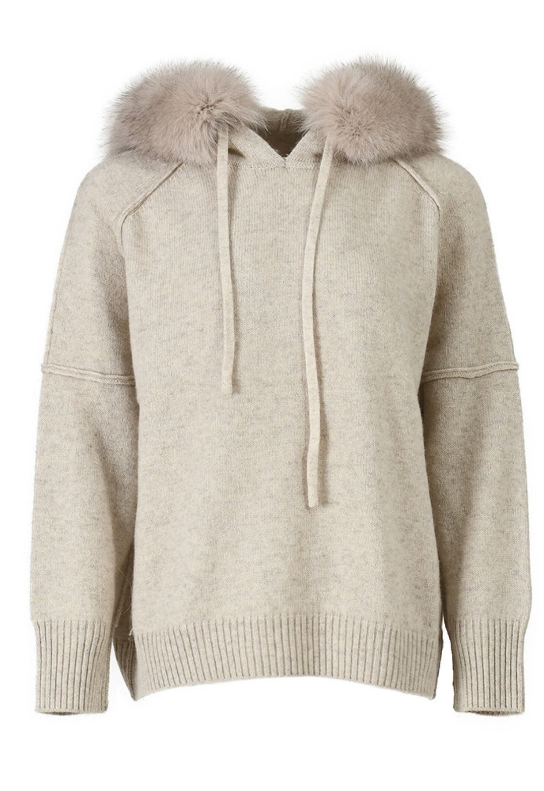  Close-up of a Cashmere Tracksuit sweater, showcasing its soft and luxurious cashmere wool fabric.