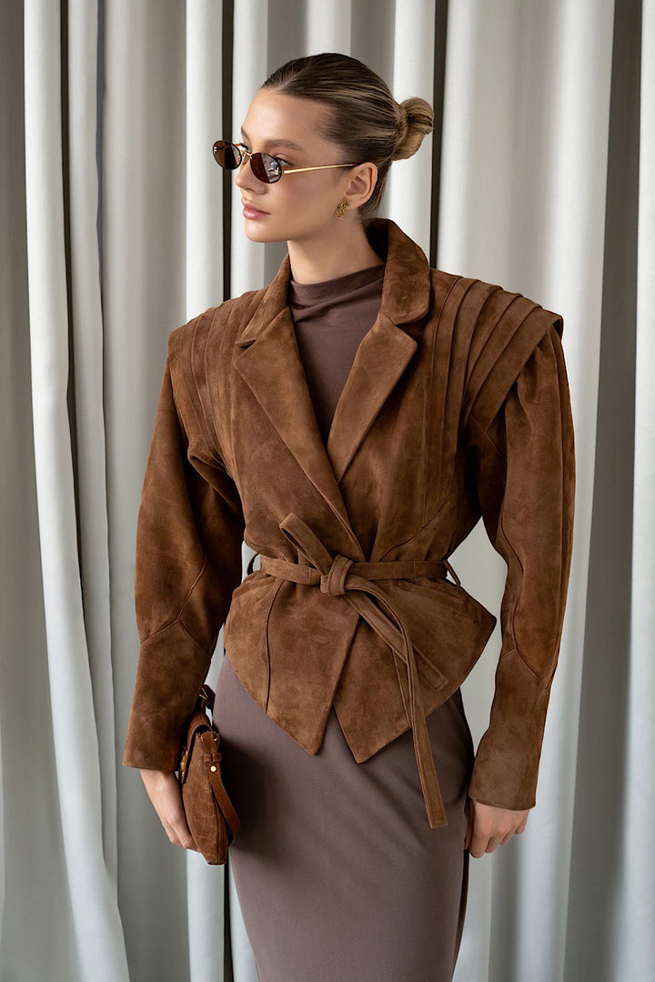 LIVIA Suede Jacket Saddle