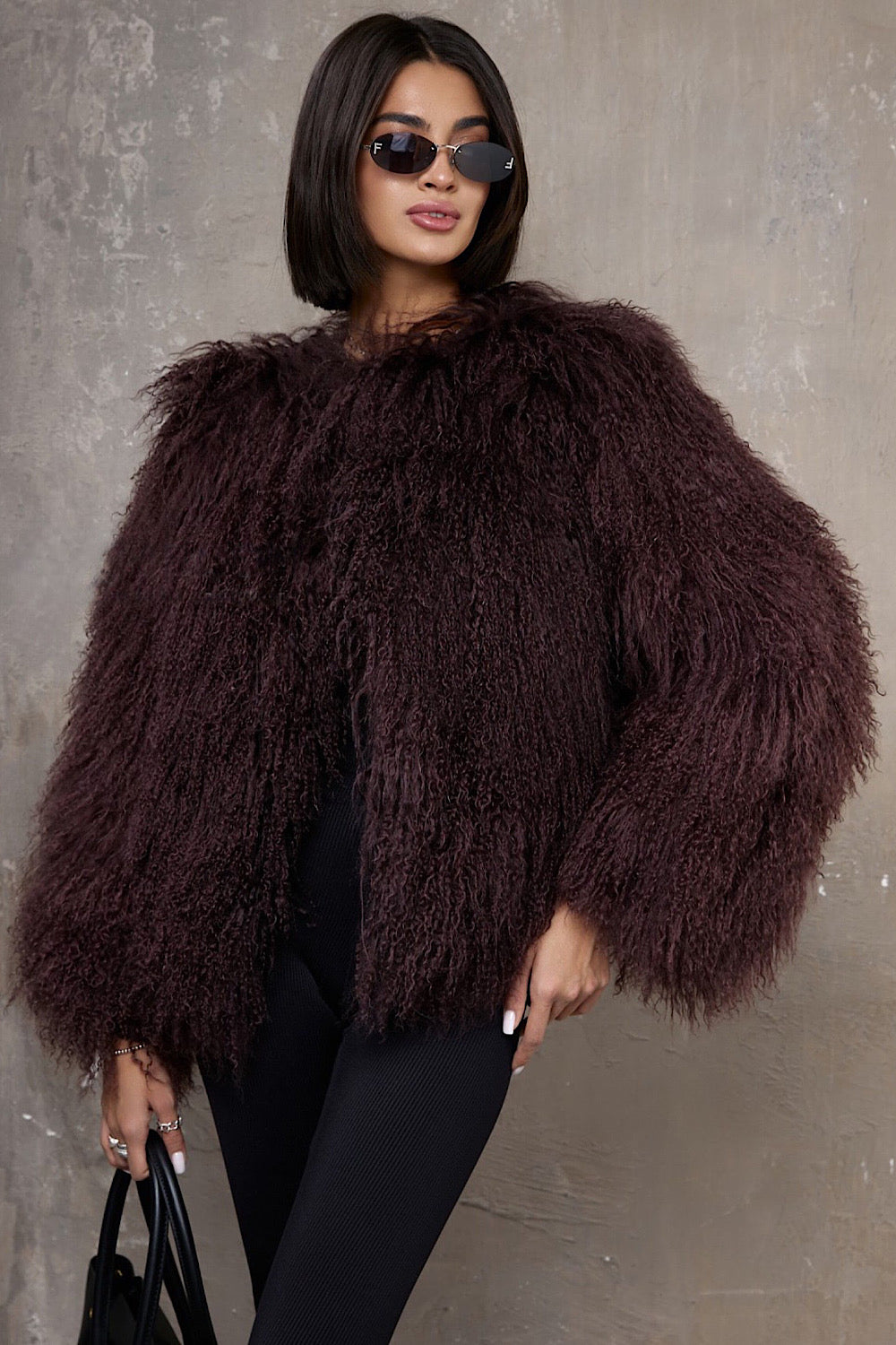 Cappotto Mongolo Rosso Marrone DINA