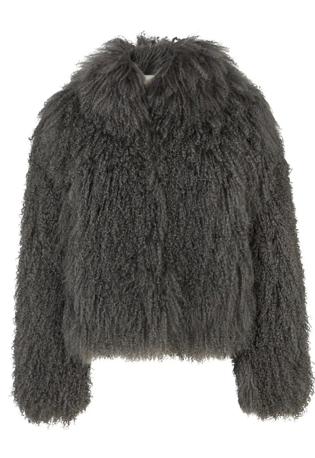Genuine short grey mongolian fur coat. 