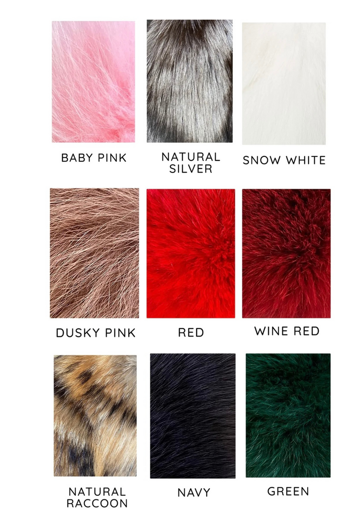 Selection of fox fur colours available to custom make a fur coat.
