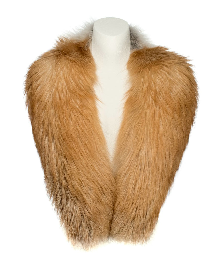 A golden fox fur collar. 