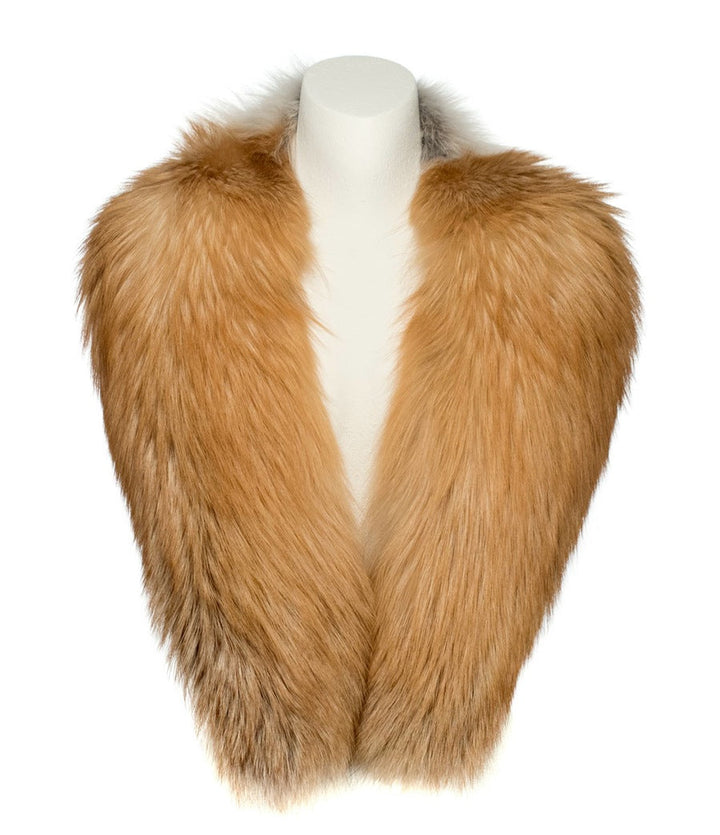 A golden fox fur collar. 