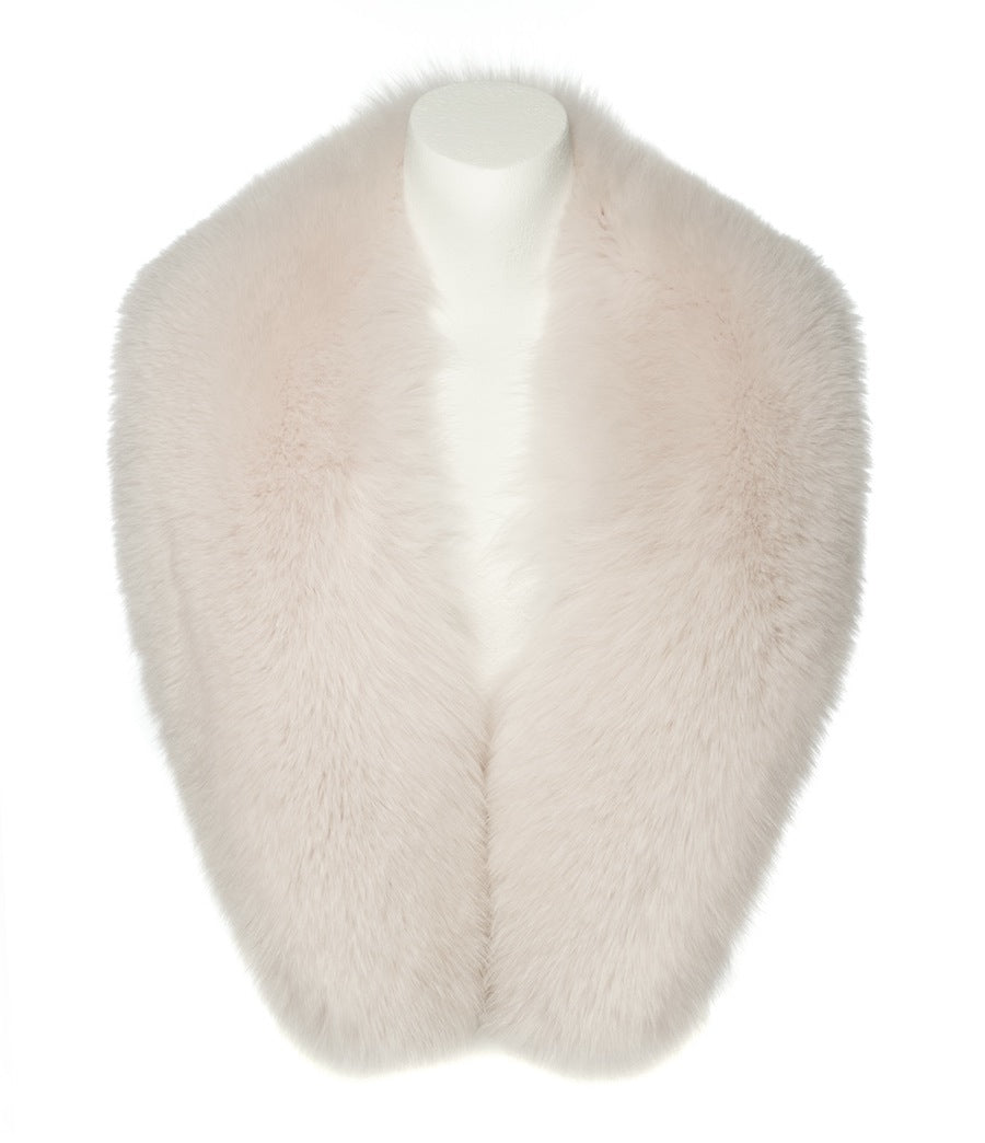 A light pink fox fur collar. 