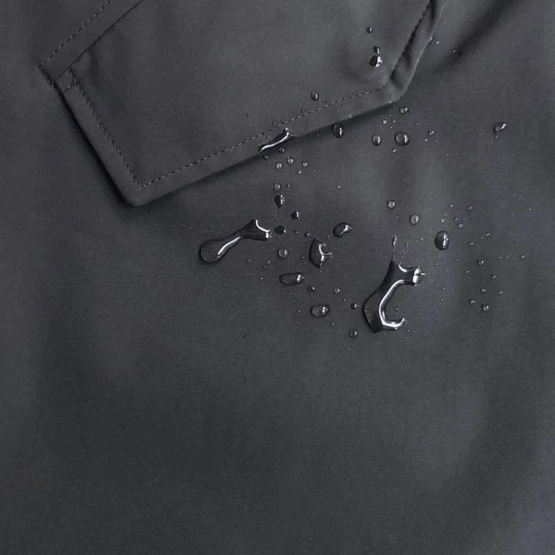 Herren Schwarzer und Grauer Fuchspelz Parka