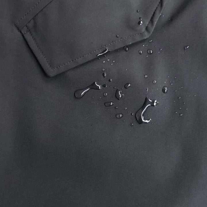 Herren Schwarzer und Grauer Fuchspelz Parka