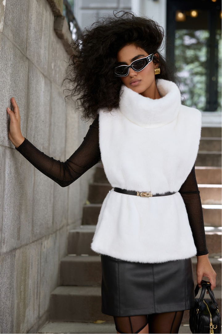 Charlotte Mink Vest White