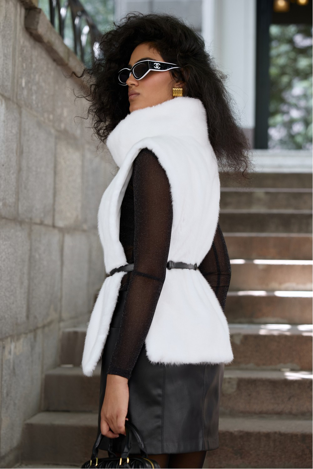 Charlotte Mink Vest White