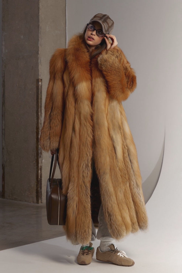 OLGA Fox Fur Coat Red